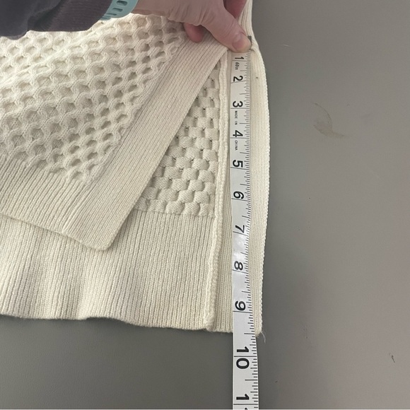 Athleta Tunic Sweater Checkerboard Knit High/Low Hem Cream Size Small - Picture 13 of 13